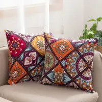 Famanu - Set van 2 kussenslopen, 40 x 40 cm, 100% katoen, kleurrijk, kussensloop met ritssluiting, superzachte premium en hypoallergeen,...