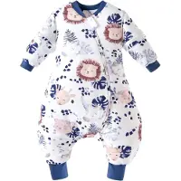 Famanu - Babywinterslaapzak met voeten, voor kleine kinderen, het hele jaar door, afneembare mouwen, A zebraleeuw/2,5 TOG, 70/babyhoogte
