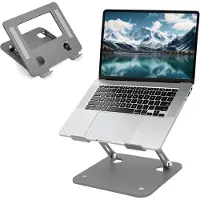 Famanu – Laptopstandaard voor bureau - duurzame metalen basis - laptopstandaard voor collaboratieve werklaptops tot 15 inch (Grey)