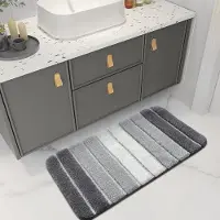 Famanu - Badmat 40 x 60 cm, Antislip, Absorberend Water, Machinewasbaar, Microvezel Badkamervloermat, Badkamer Accessoires, Grijs