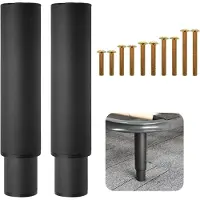 Famanu - Verstelbare poten, metalen meubelsteunpoten voet, intrekbare zwaar belastbare bedframe latten steunbeen, geschikt voor kast slaapbank frame vervangingsonderdelen 7" -13" (zwart-2 stuks)