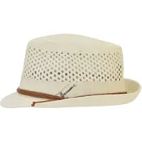 Herman chapeau petit bord relevé à l'arrière en paille papier blanche uni ajouré avec ceinture en lacet