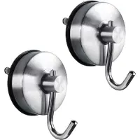 Famanu – Set van 2 extra sterke vacuüm zuignaphaken van roestvrij staal, waterdicht, draagkracht tot 5 kg, handdoekhaak zonder boren voor badkamer, keuken en glas