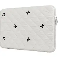 Famanu - 13-14 inch laptophoes met geborduurde details, zachte witte sleeve