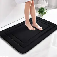 Famanu – Badmat - antislip - 50 x 80 cm - zacht badkamertapijt - waterabsorberend - badmat - machines met rubberen achterkant - badmat voor douche - bad - toilet - zwart