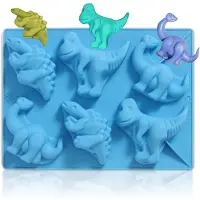 Famanu - Siliconen Bakvorm Dinosaurus Vorm Cakevormen Anti-aanbak 6 Holte Gecanneleerd Bakvormen voor Zeep, Gebak, Taart, Brood, Keuken Bakken