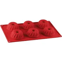 Famanu - Mini tulbandvorm, 6 stuks, silicone, flexibel, tulbandbakvorm, voor schattige mini-tulbandjes, praktische plastic siliconen, aantal: 1 stuk, rood