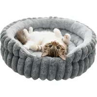 Markenlos – Rond Katten- en Hondenbed – Wasbaar Ligbed met Dubbelzijdig Binnenkussen voor Kleine Huisdieren