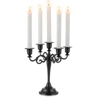 Famanu - Halloween kandelaar kandelaar 5-armen kandelaars houders, mat zwarte kaars stok staat voor taps toelopende kaarsen voor kaarslic diner feest bruiloft tafel centerpieces kerst