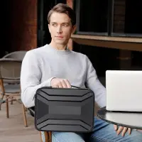 Famanu - 13-14 inch harde laptophoes met EVA-structuur, waterdichte draagtas met handvat en bescherming