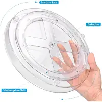 Famanu - Lazy Susan, 2 stuks, 360 graden draaibaar, kruidenrek, voor koelkast, kast, keuken, badkamer, opslag, transparant (2 x 23,5 cm)