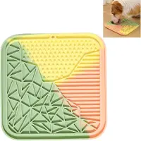 Famanu – Driekleurige siliconen likmat, slow feeder voor honden en katten, 1 stuk