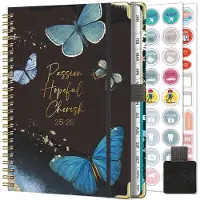 Famanu Agenda 2025 2026 Spiraal Weekplanner van juli 2025 - juni 2026 (12 maanden) A5 Schoolagenda met Planningsstickers, Pennenlus, Etui (N37-Zwart)