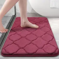 Famanu - Traagschuim badkamertapijt, antislip, zacht, absorberend, wasbaar, onderhoudsvriendelijke douchemat, 40 x 60 cm, wijnrood