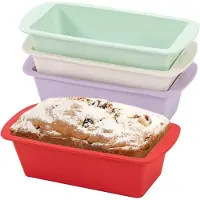 Famanu - Siliconen broodvormpjes, set van 4, rechthoekige bakvormen met antiaanbaklaag, hittebestendige cakevormen voor heteluchtfriteuse, geurloos en chemicaliënvrij, vaatwasmachinebestendig,