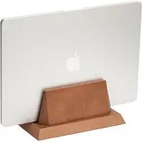 Famanu – Verstelbare verticale laptopstandaard, compatibel met alle laptops, massief houten standaard, handmatig verstelbaar zonder gereedschap