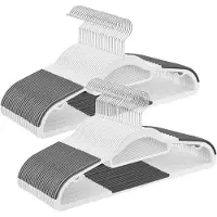 Famanu – Kunststof kleerhangers met antislip, ultradun en ruimtebesparend, 360° draaibaar, wit en donkergrijs