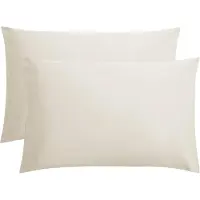 Famanu - Kussensloop 60x70-2 Stuks – 100% Katoen – Hotelsluiting – Beige