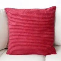Famanu - Corduroy kussenhoezen 45x45 cm roze set 2, gestreept ribfluweel met onzichtbare rits, decoratief voor sofa