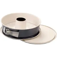 Famanu – Springvorm Ø 28 cm ronde bakvorm met platte bodem en buisbodem, lekvrije sluiting met ILAG anti-aanbaklaag, geschikt voor taarten, cakes en tulbanden, crème antraciet afwerking