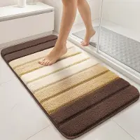 Famanu – Badmat Antislip - Microvezel Badkamer Mat Absorberend - Pluizig & Snel Droog - Machinewasbaar Douchemat met Kleurverloop - Beige