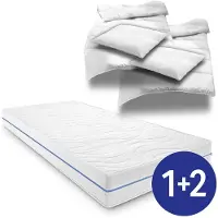 Sleezzze Ergonomische matras 180x200 cm, 7-zone comfortzone, premium kwaliteit, hoogte 18 cm, stevigheid H2/H3 + 2 x CloudComfort Basic microvezel beddengoedset, 135 x 200 cm + 80 x 80 cm