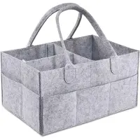 Famanu – Opbergmand voor pasgeborenen - luiertafel-organizer - opvouwbare vilten tas - luierorganizer voor kinderen - mand - babyluierorganizer - grijs