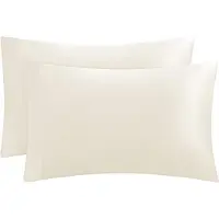 Famanu - Satijnen kussenslopen kingsize ivoor set 2, verkoelend en zijdezacht, envelopsluiting voor haar en huid