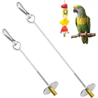 Famanu – Vogelspies papegaai spies feeder roestvrij staal kip groenten spies fruit houder vogel groenten spies fruit voedsel houder foerageren speelgoed voor parkiet valkparkiet (zilver)