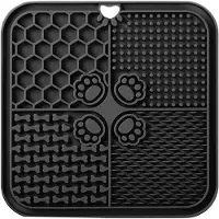 Famanu – Lekmat voor honden - voedermat voor boter en yoghurt - hondenspeelgoed voor baden - training en vachtverzorging (1 stuks zwart - 20 x 20 cm)