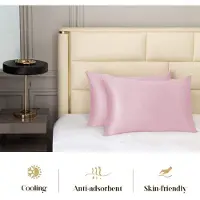 Famanu - Zijden kussensloop 40x60 cm roze, 19 momme tweezijdig 600 TC, verborgen rits, luxe haar en huid bescherming
