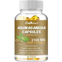 Coolkin Ashwagandha 2100 mg (120 capsules) voedingssupplement – hersenen, geheugen, angst, stress, stemming, gezondheid van de hersenen, immuunsysteem, ener