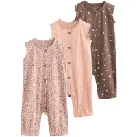 Next Rompertje/body chocoladebruin / rosa / eosine / wit