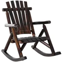MODFU - Schommelstoel - Met Armleuningen En Ergonomische Zitting - Antieke Uitstraling - Massief Hout - Oranje - 97 X 69 X 93 Cm