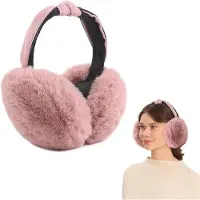 Famanu – Oorwarmers voor dames, warme pluche oorbescherming, opvouwbaar ontwerp, roze uitvoering