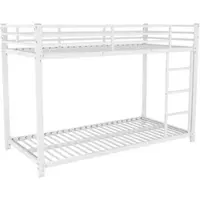 OKWISH Stapelbed 90x200 Cm - Stapelbed Met Robuust Metaal Frame En Veiligheidsleuningen - Ideaal Voor Kinderkamers - Metaal - Wit