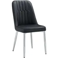 MODFU Eetkamerstoel - Ergonomische Rugleuning - Brede Zitting - Modern - Eetkamer Of Keuken - Metaal En Kunstleer - Zwart En Zilver