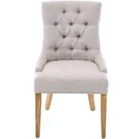 MODFU - Eetkamerstoel - Gestoffeerd - Met Siernagels - Modern - Voor Eetkamer Of Woonkamer - Beige