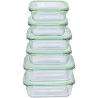 Famanu - Vershouddozen met deksel, glas, 12-delig, glazen container, opbergdoos, magnetron, vriezer, boven en vaatwasser veilig, 3 maten
