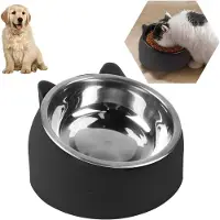 Famanu - Voerbakken voor katten, kattenvoerbak, verhoogde kattenvoerbak, 15 graden hellend platform, voer en water voor katten en honden, uitneembare roestvrijstalen bak, 200 ml