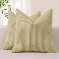 Famanu – Corduroy ribfluweel kussenhoezen set van 2 (50x50 cm) – zachte geribde look – moderne sierkussenhoezen – beige/crème