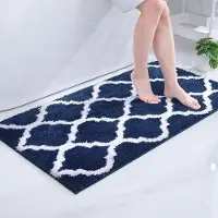 Famanu – Antislip badmat - badkamertapijt - wasbaar - hoogpolig - badmat - pluizige microvezel - badmat - 60 x 120 cm - marineblauw