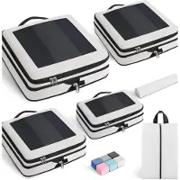 Famanu – Compressie Verpakking Cubes - Opgewaardeerd Mesh Venster - Zichtbaar en Draagbaar - Uitbreidbare Travel Bagage Organizers