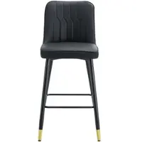 MODFU - Barstoelen Set Van 2 - Met Rugleuning En Voetensteun - Modern - Voor Bar Of Keukeneiland - Metaal En Imitatieleer - Zwart