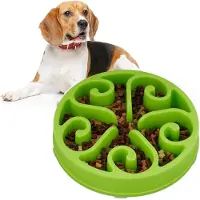 Famanu – Anti schrokbak hond - hondenvoerbak - Ø 30 cm - grote voerbak tegen schrokken - vaatwasserbestendig - groen