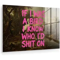 MuchoWow Glasschilderij 180x120 cm - Schilderij acrylglas - Klassiek - Humor - Roze - Foto op glas - Muurdecoratie woonkamer - Wanddecoratie slaapkamer - Schilderijen