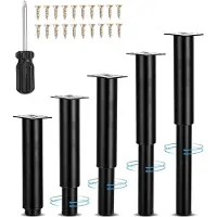 Famanu - 5-delige set Saumir poten, meubels metalen poten (verstelbaar 18-34cm), verstelbare zwarte poten voor tafels, steunpoten voor banken,meubels, tafels,stoelen,tafels,keukens,kasten