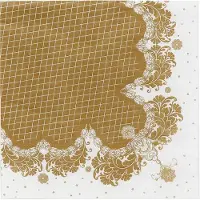 Famanu – Set van 20 elegante papieren servetten, wit en goud, 33 x 33 cm, perfect voor bruiloften en feestelijke gelegenheden