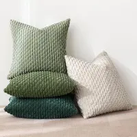 Famanu - Set van 4 corduroy kussenslopen, decoratieve kussenhoezen, moderne bankkussensoop, kussens, bankkussens voor bank, sierkussen, woonkamer, slaapkamer, 50 x 50 cm, groene serie