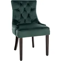 CLP Esszimmerstoel Aberdeen, fluweel, met frame van rubberhout en een zithoogte van 50 cm, donkergroen. Framekleur: antiek